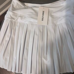 Women's White Pleated Gold Hinge Golf or Athletic Skirt